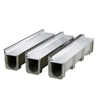Canal de drainage en béton polymère avec couvercle en acier inoxydable, canal ouvert robuste