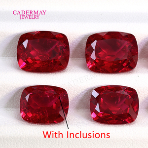Cadermay Simulación Inclusiones Rubí Largo Cojín Forma Laboratorio Creado Rubí Paloma Rojo Sangre Rubí Sintético Suelto para Hacer Joyas - Product Image 4