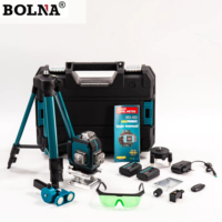 Niveau laser vert 3/4D à 12/16 lignes, auto-nivelant horizontal 360°, kit d'outils de nivellement DIY BOLNA alimenté par batterie au lithium