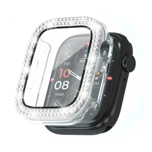 Mode 2025 paillettes Double diamant PC + boîtier de montre en verre pour <span class=keywords><strong>Apple</strong></span> <span class=keywords><strong>Watch</strong></span> <span class=keywords><strong>série</strong></span> 10 9 8 7 <span class=keywords><strong>6</strong></span> 46mm 42mm femmes dame diamants étui - Product Image 2