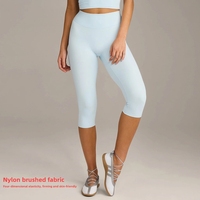 Nouveau pantalon de yoga pour femme, taille élastique, uni, brossé, longueur mollet, taille haute, coupe ajustée, séchage rapide, pour la course et le fitness en extérieur