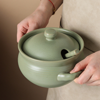 Bocaux à assaisonnements en grès émaillé mat couleur unie, de forme originale, pour huile de piment et graisse de porc, avec couvercles et cuillères