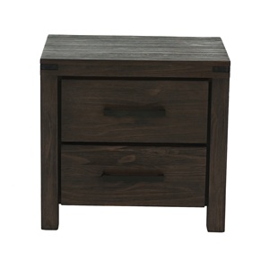Mesita de Noche Sencilla de Madera Maciza con 2 Cajones, Mesa Auxiliar para Cama, Mueble de Almacenamiento con Cajones - Product Image 1