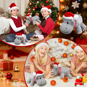 Peluche Ippopotamo di Alta Qualità da 10 Pollici con Perline Pesanti nei Piedi, Morbido Cuscino Imbottito a Forma di Ippopotamo per Regali di Natale - Product Image 4