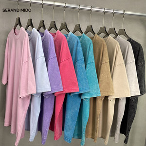 T-shirt à manches courtes grande taille pour homme 325G en coton lavé lourd, remise en vrac - Product Image 3