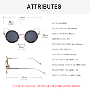 Partagas thiết kế thời trang biểu tượng tùy chỉnh Punk Vòng kim loại khung UV400 bảo vệ Shades Sun Glasses Sunglasses đối với phụ nữ người đàn ông Unisex - Product Image 6