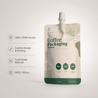 Pochette de café liquide imprimée sur mesure avec bec verseur, concentré de café froid prêt à boire, emballage stand-up, vente en gros