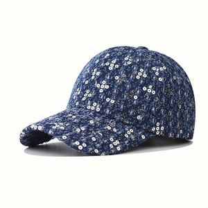 Bsci Manufacture Custom 6 Panel Sequin Puff Printing Sporty Formal Common Denim Baseball Caps Wholesale Dad <b>Hat</b> - Product Image 1