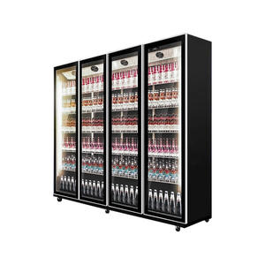 Réfrigérateur commercial vertical à 4 portes <span class=keywords><strong>grande</strong></span> capacité pour supermarché, vitrine à boissons avec porte à rebond automatique en verre trempé - Product Image 4