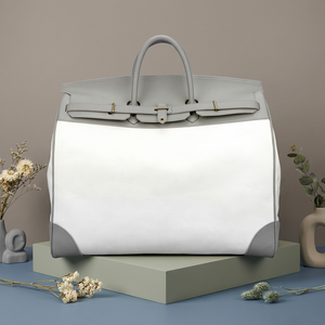 Sac de voyage en platine inspiré du style Old Money vintage Grand sac de week-end en toile et cuir pour homme - Product Image 2