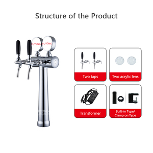 Columna de Cerveza Cromada en Forma de T con 2 Grifos FUYONG, Dispensador de Cerveza de Acero Inoxidable Tipo <span class=keywords><strong>Cobra</strong></span> para Bebidas - Product Image 4