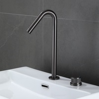 Robinet de lavabo haut en laiton chromé HONGDEC, à poser sur le comptoir, avec poignée séparée, col de cygne, pour salle de bain