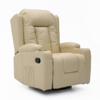 Fauteuil inclinable manuel en cuir moderne Geeksofa avec fonction massage, pivotant et inclinable, structure en bois extensible