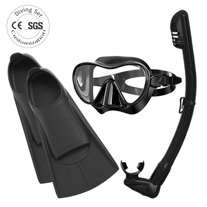 Perlengkapan Olahraga Air: Sirip Renang, Masker Diving, Peralatan Diving, <span class=keywords><strong>Snorkel</strong></span>, <span class=keywords><strong>Set</strong></span> Masker Diving dengan Sirip Renang Silikon - Product Image 1