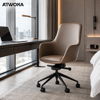 Chaise de bureau pivotante en cuir moderne ATWOKA - Chaise de réunion rembourrée haut de gamme pour projets de bureau