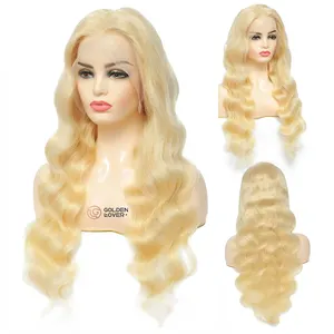 High quality 613 Blonde Body Wave Brazilian virgin human hair 13x4 lace frontal human hair wigs for black women