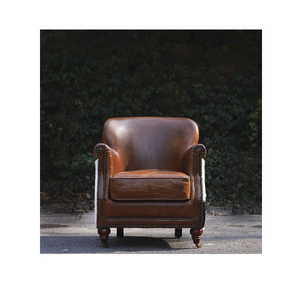 เก้าอี้โซฟาเดี่ยวหนังวัวแท้สีดำขาวสไตล์อเมริกันเรโทร รุ่น Tiger สำหรับห้องนั่งเล่นในวิลล่า - Product Image 2