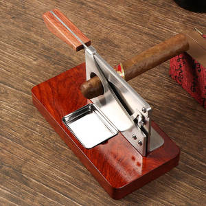 Erliao Wooden Base Tabletop <strong>Cigar</strong> <strong>Cutter</strong>, Stainless Steel Guillotine Blade, <strong>Professional</strong> Desktop Clipper - Product Image 5