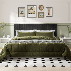 Cadre <span class=keywords><strong>de</strong></span> <span class=keywords><strong>lit</strong></span> moderne en bois massif, taille Queen ou King, avec tête <span class=keywords><strong>de</strong></span> <span class=keywords><strong>lit</strong></span> rembourrée à hauteur réglable et rangement intégré - Product Image 1