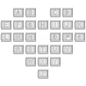Bracelet modulaire italien en acier inoxydable argenté concave avec 26 lettres, accessoires de chaîne de montre DIY, vente en gros - Product Image 1