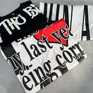 เสื้อยืดพิมพ์ลายตัวอักษร TKAN202 2025ใหม่ผ้าฝ้าย100% 260กรัมถักลายพัฟ3D ออกแบบได้ตามต้องการ - Product Image 2