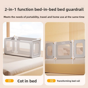 เตียงเด็กอ่อนแบบพกพา 3-in-1 พับได้ พร้อมราวกันตกแบบตาข่ายป้องกันการกระแทก ปรับระดับความสูงได้ ใช้ได้ทั้งเดินทางและที่บ้าน - Product Image 6