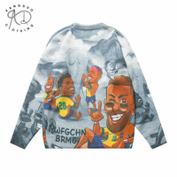 KD Fabricant de tricot OEM ODM Personnalisable Motif de dessin animé à manches longues Pull en coton imprimé Tricots Pull pour hommes