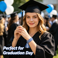 Bracelets de graduation faits à la main, 12 pièces, en ruban tressé, bleu et blanc, cadeaux pour étudiants