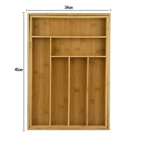 Bamboo Knife <b>Storage</b> <b>Box</b> 34x45cm Eight Compartment Drawer Organizer for <b>Kitchen</b> Cutlery - Product Image 1
