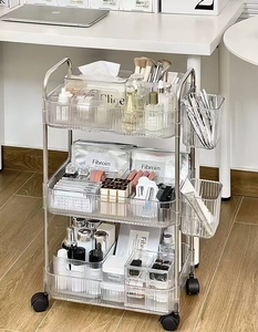 LE Cosmetics Storage Rack Bathroom Storage Rack Living Room Snack Storage Rack Multi-layer Mobile Acrylic <b>Trolley</b> - Product Image 1