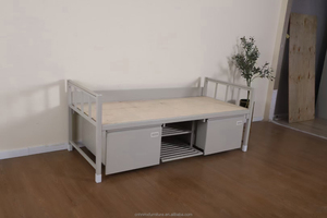 Lit superposé double réglable d'occasion à prix abordable avec bureau et tiroirs – Mobilier moderne en métal et bois pour dortoir et chambre d'école - Product Image 3