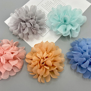 Flor de tela de gasa de 10 cm, accesorio grande para el cabello, estilo coreano, material para manualidades, para hacer corsages para el cabello, adornos para zapatos, sombreros y ropa. - Product Image 3
