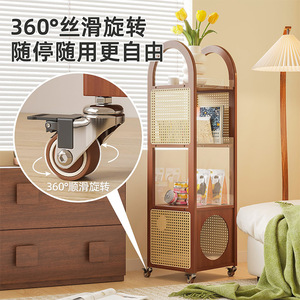 Retro Rattan <b>Corner</b> Shelf With Cat Bed <b>Storage</b> For Living Room Bedroom Office Organizer Eco-Friendly Standing Type - Product Image 2