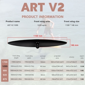 ปีกไฮโดรฟอยล์รุ่นใหม่ ART V2 1099 อัตราส่วนความสูงต่อความกว้างที่สูงเพื่อการเล่นเซิร์ฟในทะเลที่มีประสิทธิภาพสูงสุดและการเลื่อนตัวที่ราบรื่น พร้อมประสิทธิภาพการปั๊มที่ยอดเยี่ยม - Product Image 4