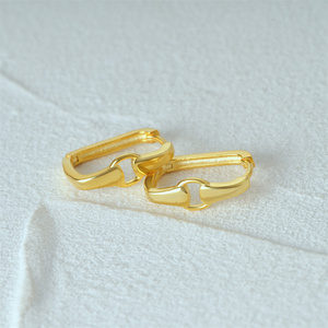 CANNER Joyería Geométrica Minimalista, Pendientes de Aro Ovalados de Plata de Ley 925 con Diseño de Herradura y Doble Baño de Color, de Moda - Product Image 4