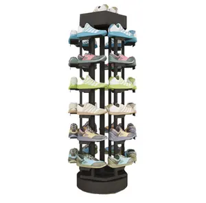 Shoe store metal floor standing sports shoes rotating sneaker display stand whole price