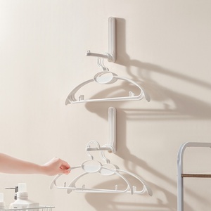 Hanger Storage Artifact Balcony Without Punching Clothes Hanger Saving Space Folding Coat <b>Cloth</b> Foldable Hangers for Clothes - Product Image 2