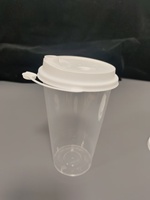 Gobelet en plastique PP transparent de 16 oz pour boissons froides/chaudes avec couvercle à bec verseur pour jus, lait, café, bubble tea