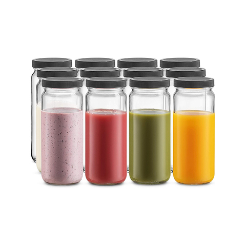 Portable Glass Drinking Bottle 16 Ounce Plastic Airtight Lids Reusable Glass Water Bottle Support Customization