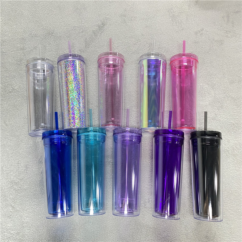 Доставка из Китая, изолированная прозрачная пластиковая чашка для питья 16 унций, 19 унций, 20 унций, тонкая акриловая кружка для воды, кружка с соломинкой