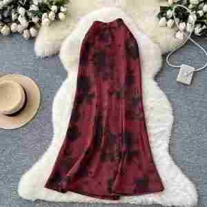 Falda lápiz de satén 100% seda retro con estampado de verano 2025 para mujer, cintura imperio, casual, al por mayor - Product Image 4