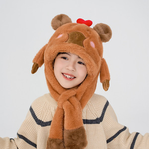 BoTu Kawaii Capybara Move Ohrhut Mädchen Jungen Cartoon Niedlicher Tiers chal Verdicken Mütze Winter warm Kids <span class=keywords><strong>Stuff</strong></span> Caps Weihnachts geschenke - Product Image 2