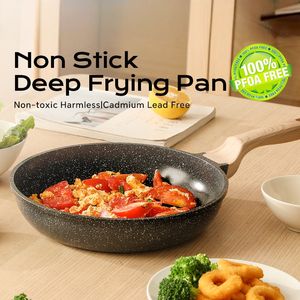 Cocina doméstica, estufa de Gas, cocina de inducción, Wok Universal de fondo plano, piedra médica, sartén antiadherente de aluminio con tapa - Product Image 3