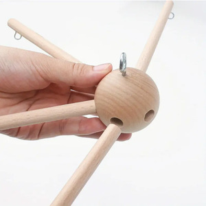 Móvil de madera para bebé con pájaros y cuentas para habitaciones infantiles, estilo escandinavo, 15 cm, decoración artesanal de madera maciza, nuevo regalo para bebé - Product Image 2