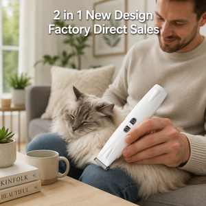 Tondeuse <span class=keywords><strong>de</strong></span> toilettage pour animaux 2-en-1 moderne et écologique, coupe sans traction et lisse, rechargeable avec lumière LED intégrée, faible bruit, pour poils des pattes - Product Image 3