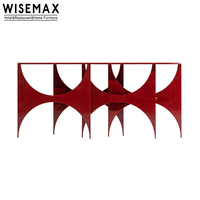 Table à design unique et moderne en acier inoxydable, meuble avec console rouge, 1 pièce