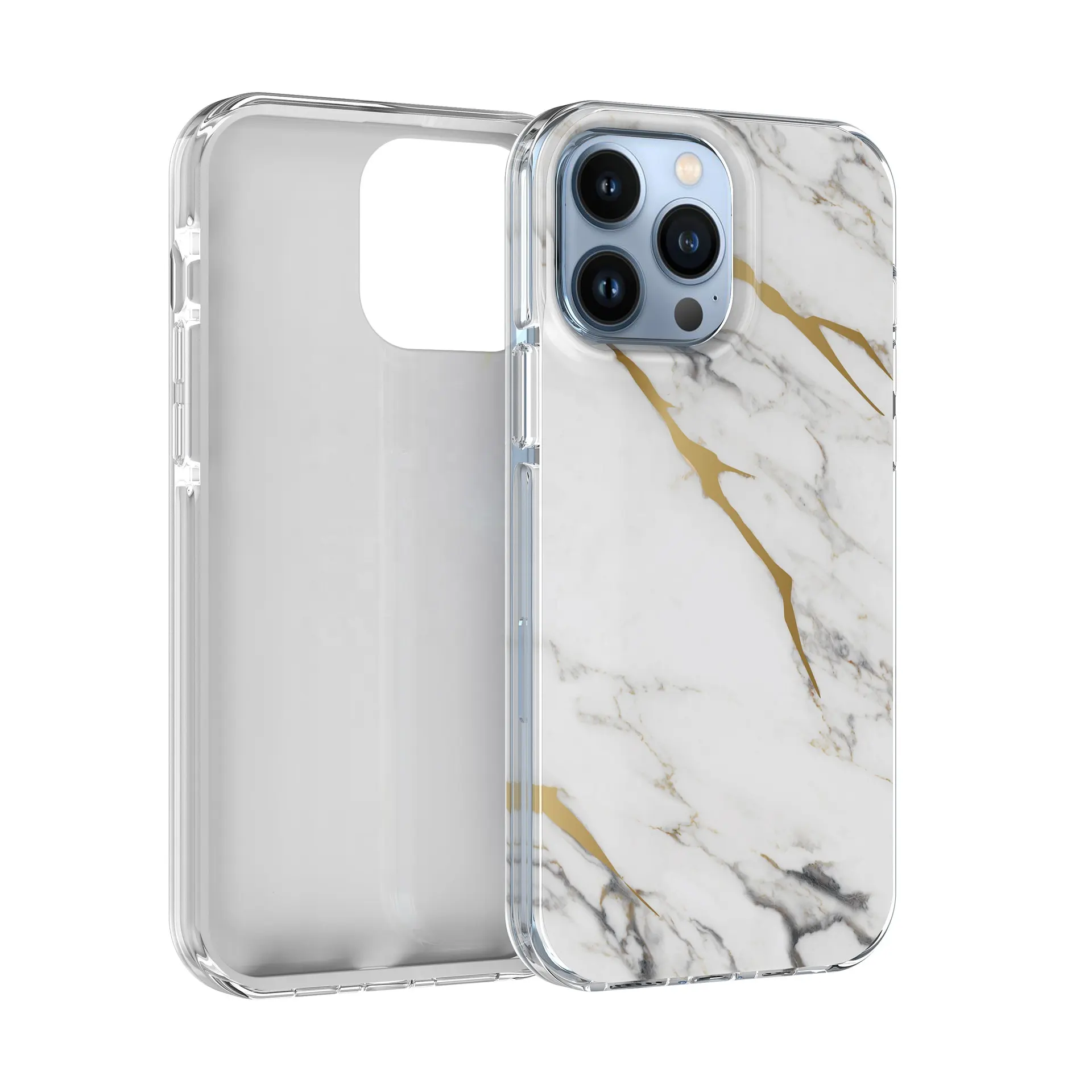 Designer Custom Logo Clear Phone Cases TPU IML IMD Print Marble Painted Colorful Flowers Phone Case for iPhone 12 13 14