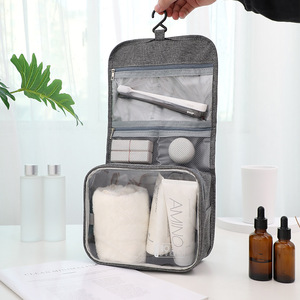 Trousse de toilette populaire avec fermeture éclair et crochet, grande capacité, portable pour l'extérieur, pour hommes et femmes, style coréen simple, pour rangement de cosmétiques - Product Image 1
