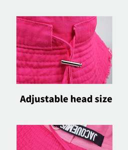 Gorra de pescador coreana de color caramelo para mujer con logo metálico, borde deshilachado con borlas y cuerda, visera, sombreros de cubo para hombre - Product Image 4