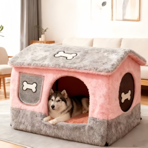 Luxuriöses Dreieckiges Donut-Hundebett Gemütliche Höhle Haustierhaus Weicher Kissenrand zur Angstlinderung Rutschfest für Wintergebrauch für Katzen und Kleine Hunde - Product Image 2